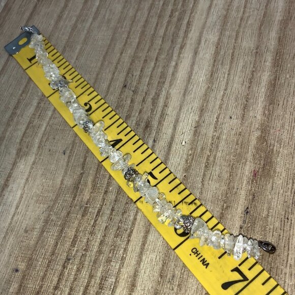 Crystal Quartz Chip White Clear 925 Bracelet - Picture 5 of 5